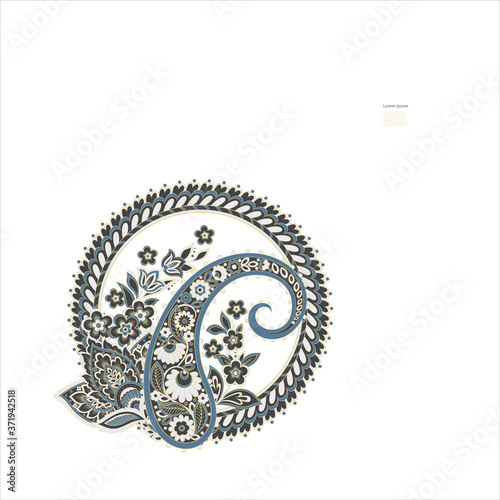 Paisley isolated. Card with paisley isolated for design. Paisley vector pattern. Embroidery floral vector pattern.