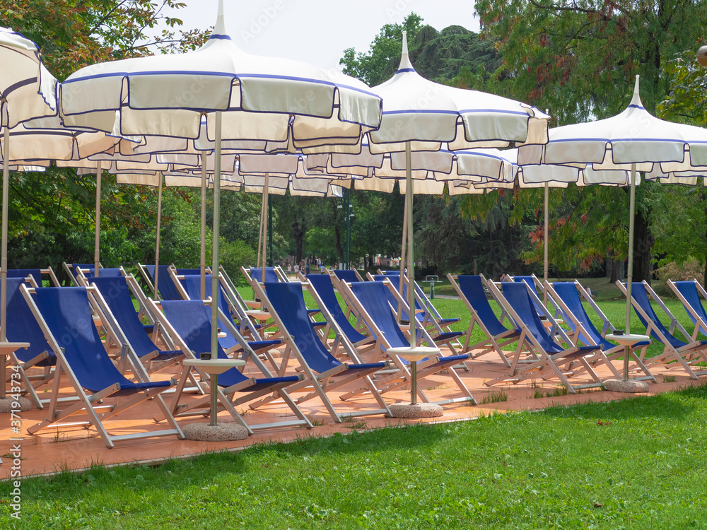 equipped area for the summer season in a city public park equipped area for the summer season in a city public park
