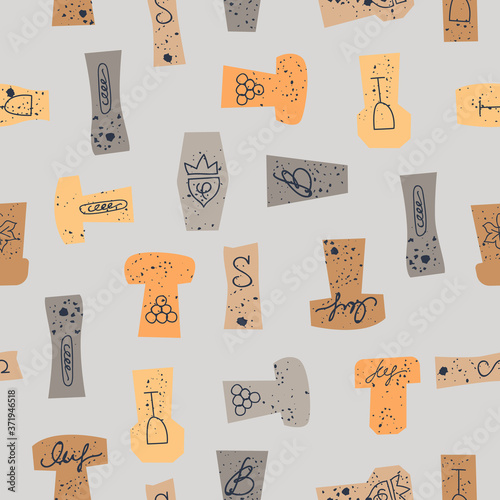 Seamless pattern of wine corks. Vector illustration.