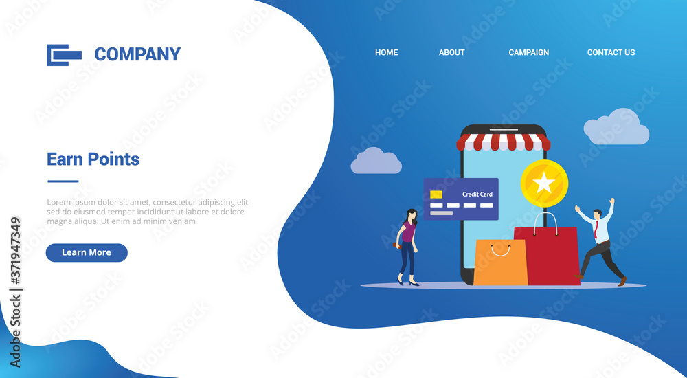 earn points business people reward concept for website template or landing homepage template banner