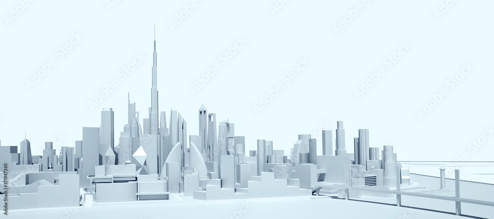 low poly modern cityscape in uniform tone