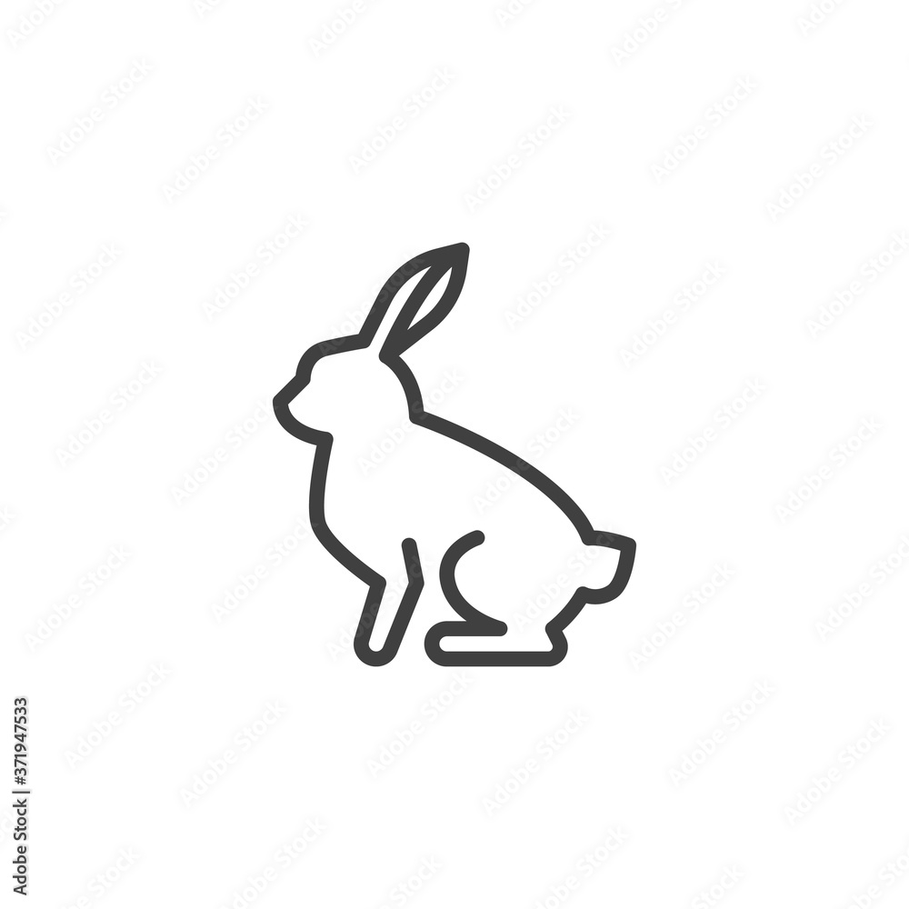 Obraz premium Hare, animal line icon. linear style sign for mobile concept and web design. Rabbit, bunny outline vector icon. Symbol, logo illustration. Vector graphics