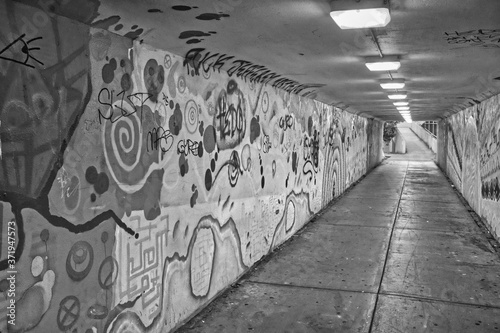 Brisbane City graffiti art mural black and white 