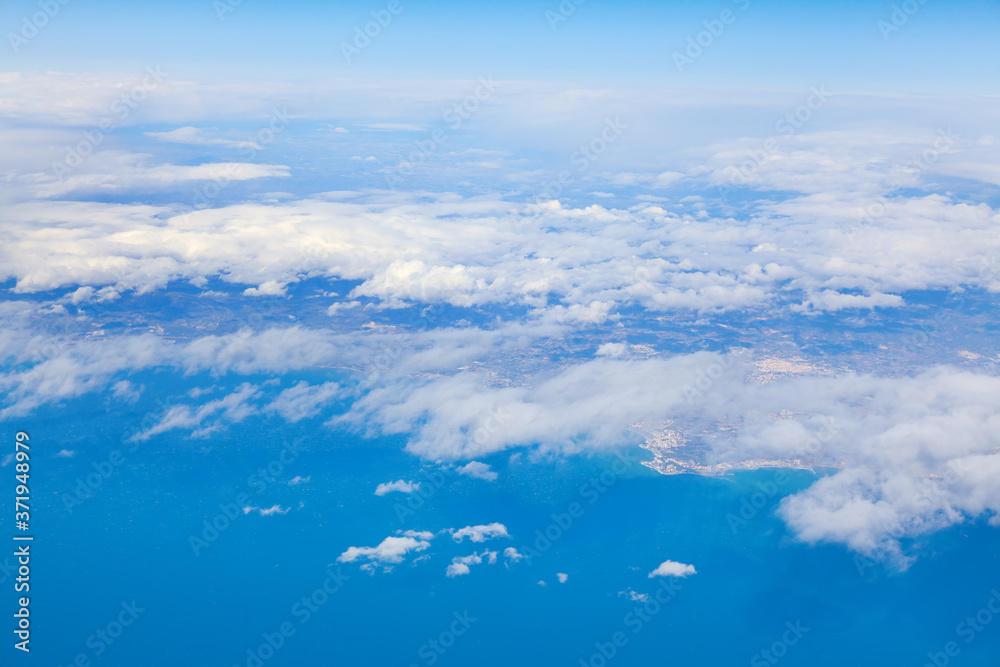 Landscape with white clouds and blue sea Landscape with white clouds and blue sea