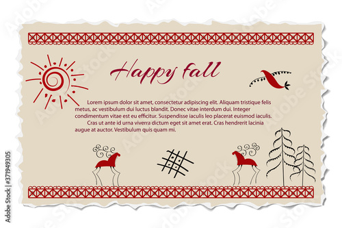 Frame with Northern folk ornaments, vector illustration