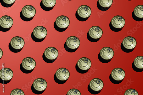 pattern from cans with a key. on a red background