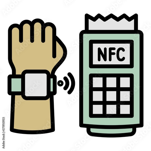 Nfc payment icon. Outline nfc payment vector icon for web design isolated on white background