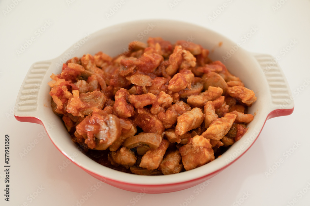 Homemade fried pork with tomato sauce for pasta. Homemade fried pork with tomato sauce for pasta.