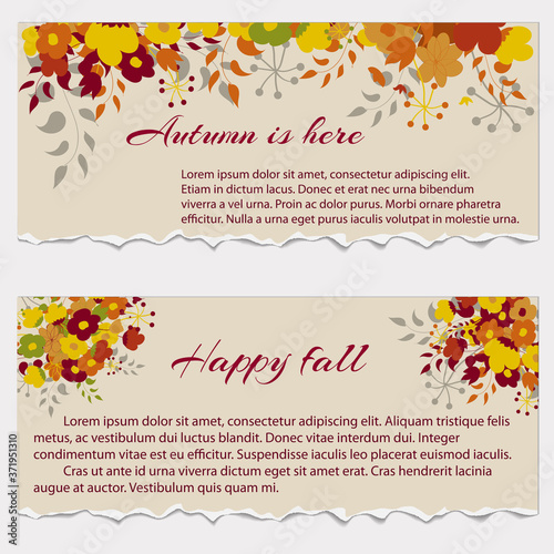 Set of vintage frame templates with flowers, vector illustration