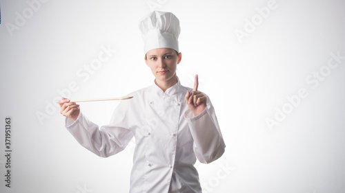 Chef woman. Isolated 