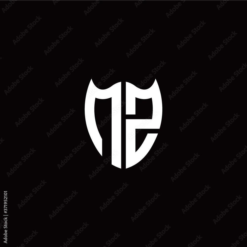 Initial N Z letter with shield modern style logo template vector Initial N Z letter with shield modern style logo template vector
