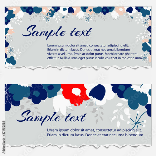 Set of vintage frame templates with flowers, vector illustration