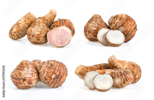 taro root isolated on white background