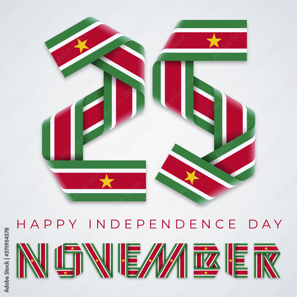 November 25, Independence Day of Suriname congratulatory design with