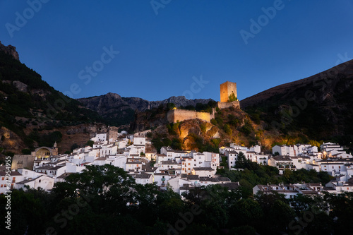 The Yedra castle illuminated at night in Cazorla. Jaen. Andalusia. Spain