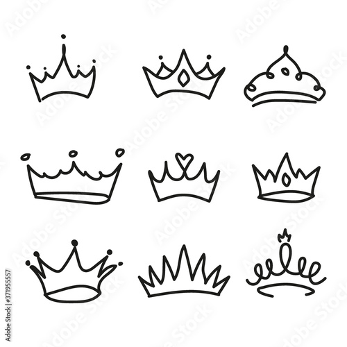 Sketch crown. Simple graffiti crowning on white background. Stock vector