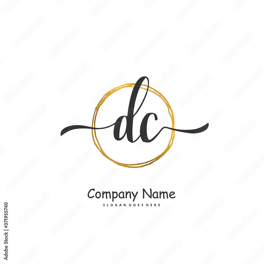 D C DC Initial handwriting and signature logo design with circle. Beautiful design handwritten logo for fashion, team, wedding, luxury logo.