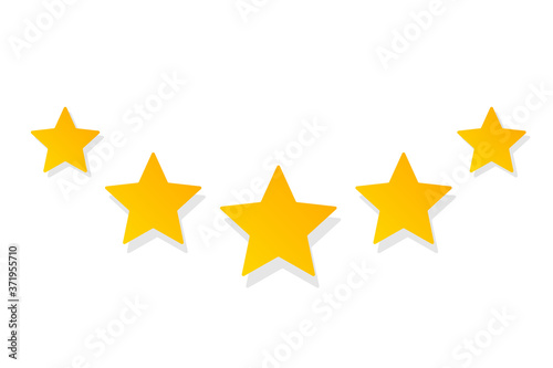 Five stars. Ranking of a product. Customer opinion. Decoration. Vector illustration.