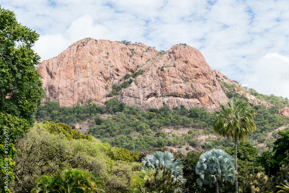 Castle Hill, Townsville, North Queensland, view from Queens Gardens in the foreground Castle Hill, Townsville, North Queensland, view from Queens Gardens in the foreground