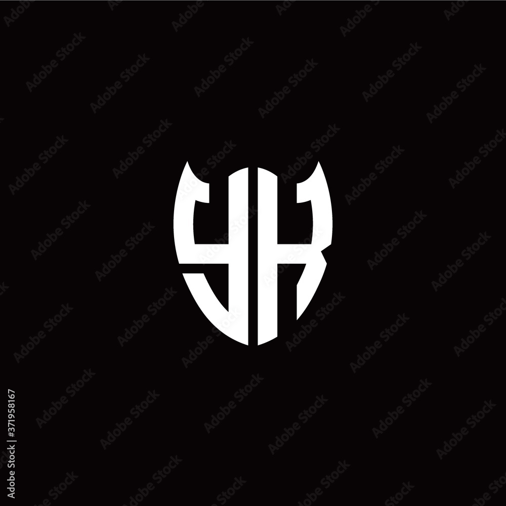 Obraz premium Initial Y K letter with shield modern style logo template vector