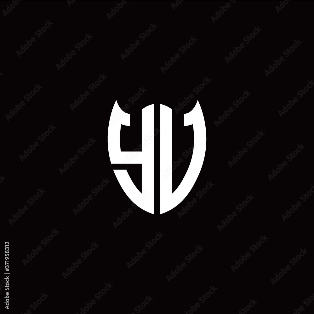 Initial Y V letter with shield modern style logo template vector Initial Y V letter with shield modern style logo template vector