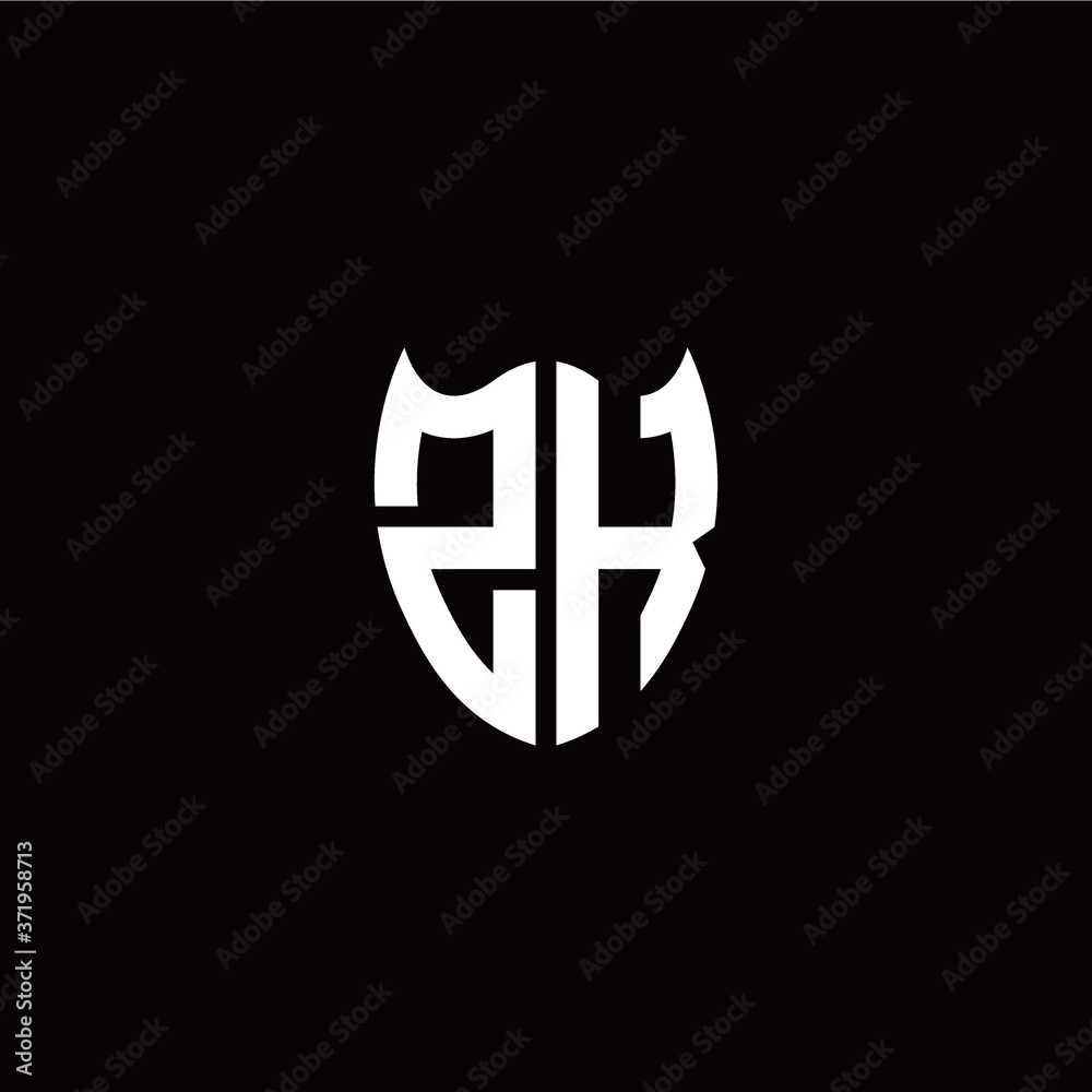 Obraz premium Initial Z K letter with shield modern style logo template vector