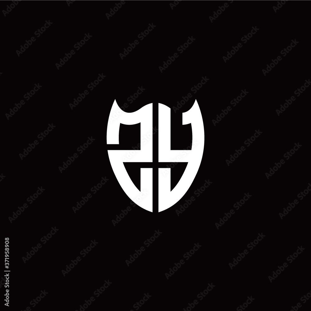 Obraz premium Initial Z Y letter with shield modern style logo template vector