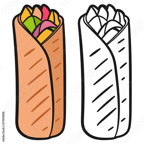 Shawarma vector cartoon illustration isolated on a white background.