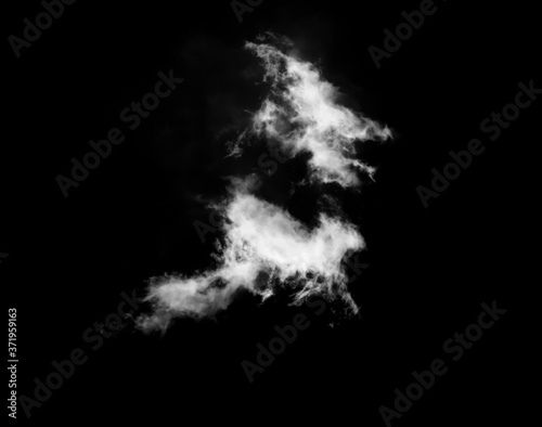 White smoke cloud isolated on black background 