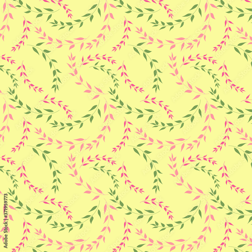 Vector seamless pattern with branches isolated on pink ochra. Design for wallpaper, textile, fabric, poster, wrapping, scrapbooking Vector seamless pattern with branches isolated on pink ochra. Design for wallpaper, textile, fabric, poster, wrapping, scrapbooking