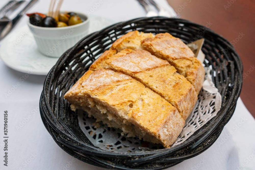 bread in basket - little roll breads in basket on table bread in basket - little roll breads in basket on table