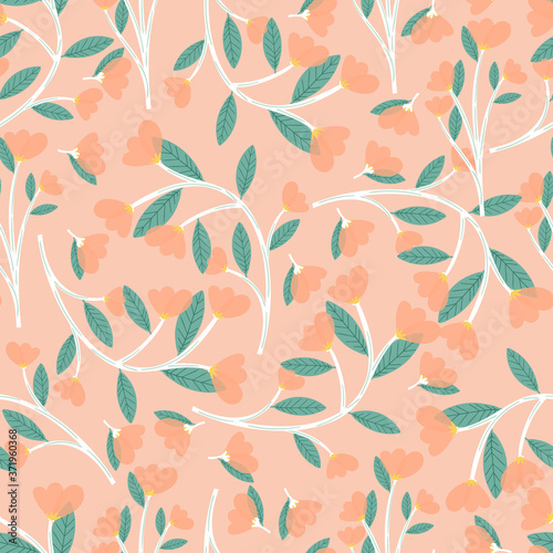 seamless floral pattern with hand drawn doodle flowers. Perfect for apparel,fabric, textile, nursery decoration,wrapping paper.