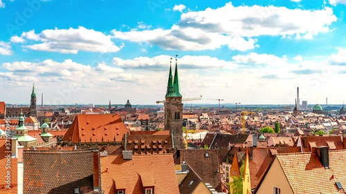 Panoramic Time-lapse view of the city of Nuremberg in Bavaria, Germany.