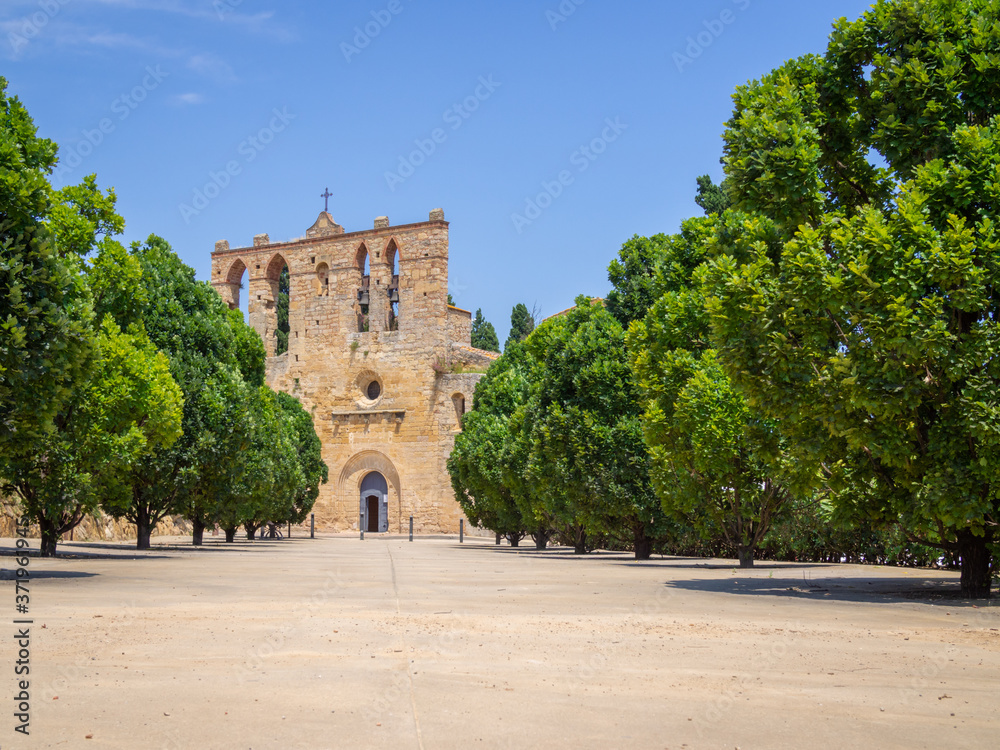 Esglesia Sant Esteve (Saint Stephen Church) in Peratallada town in Catalonia, Spain. Late Romanesque style, 12-13 century.