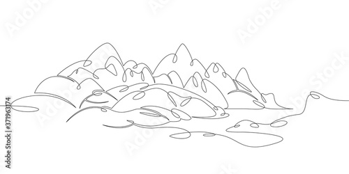 beautiful mountain landscape panorama overlooking the alpine lake