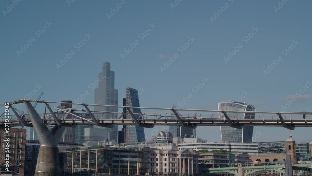 A evry quiet morning on the Millennium footbridge crossing the River Thames London. A evry quiet morning on the Millennium footbridge crossing the River Thames London.