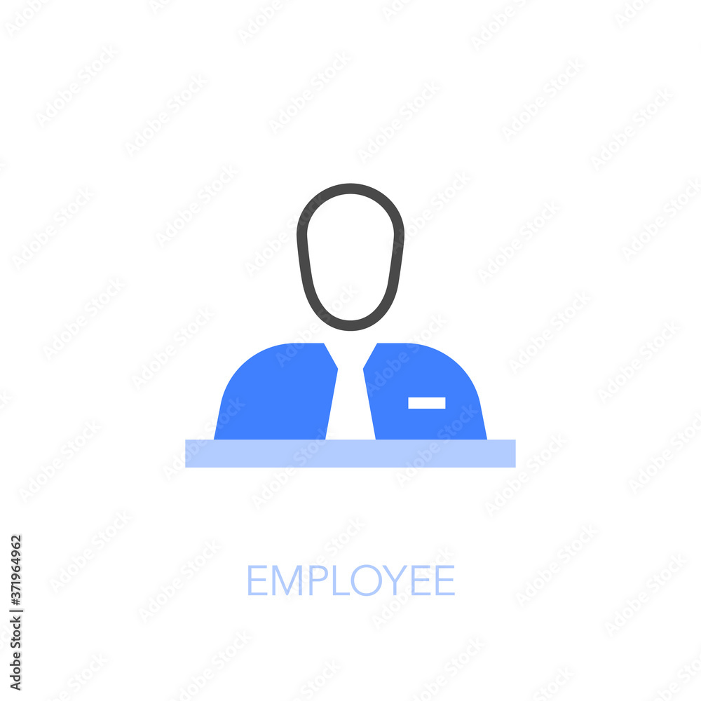 Employee symbol with a person sitting by the desk. Easy to use for your website or presentation. Employee symbol with a person sitting by the desk. Easy to use for your website or presentation.