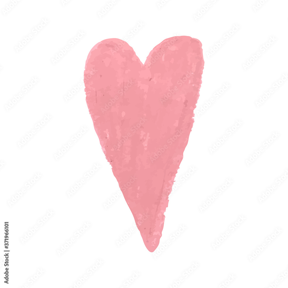 Vector colorful illustration of heart shape drawn with pink colored chalk pastels. Elements for design greeting card, poster, banner, Social Media post, invitation, sale, brochure, other graphic