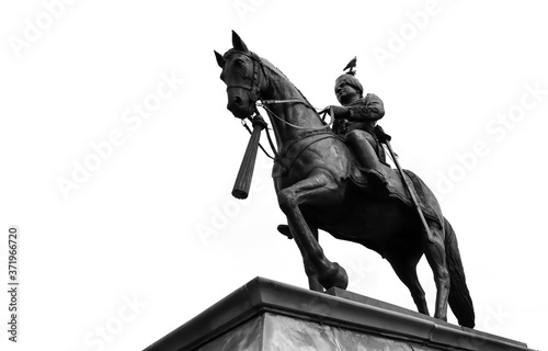 Jaipur, Rajasthan, India- August 09, 2020: This is a Sawai Man Singh statue. It is in jaipur.