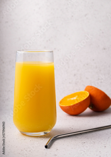selective focus, fresh orange juice