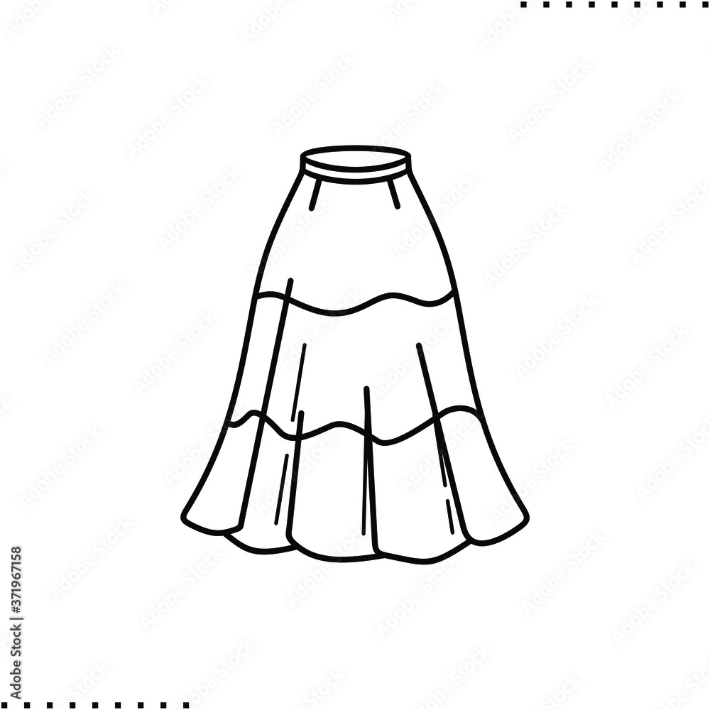 Fotografie gypsy skirt model vector icon in outlines