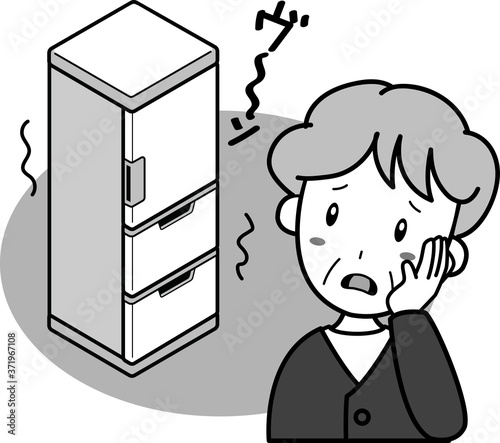 冷蔵庫から異音がして困っているおばあさん