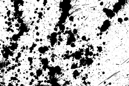 japan black ink style splatter stroke paint brush paint paper texture isolated on white background. 