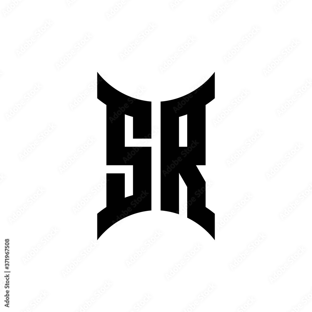 Fototapeta premium SR monogram logo with curved side