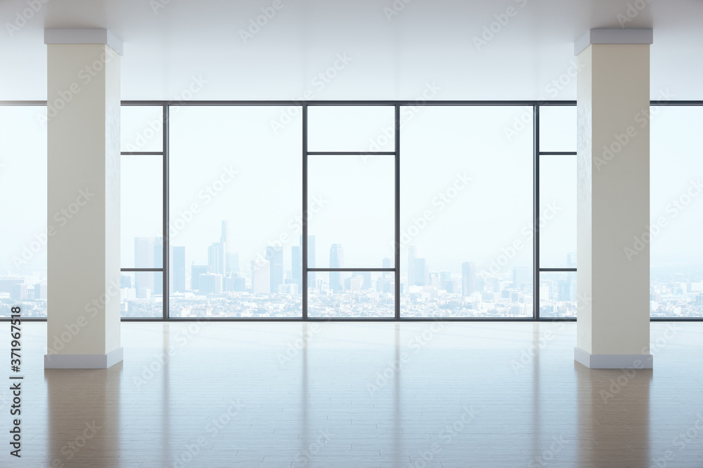 Fototapeta premium Modern gallery interior with concrete columns