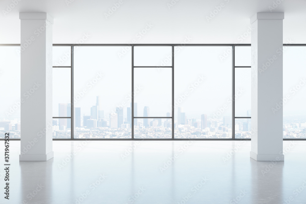 Fototapeta premium Large window in industrial style spacious hall
