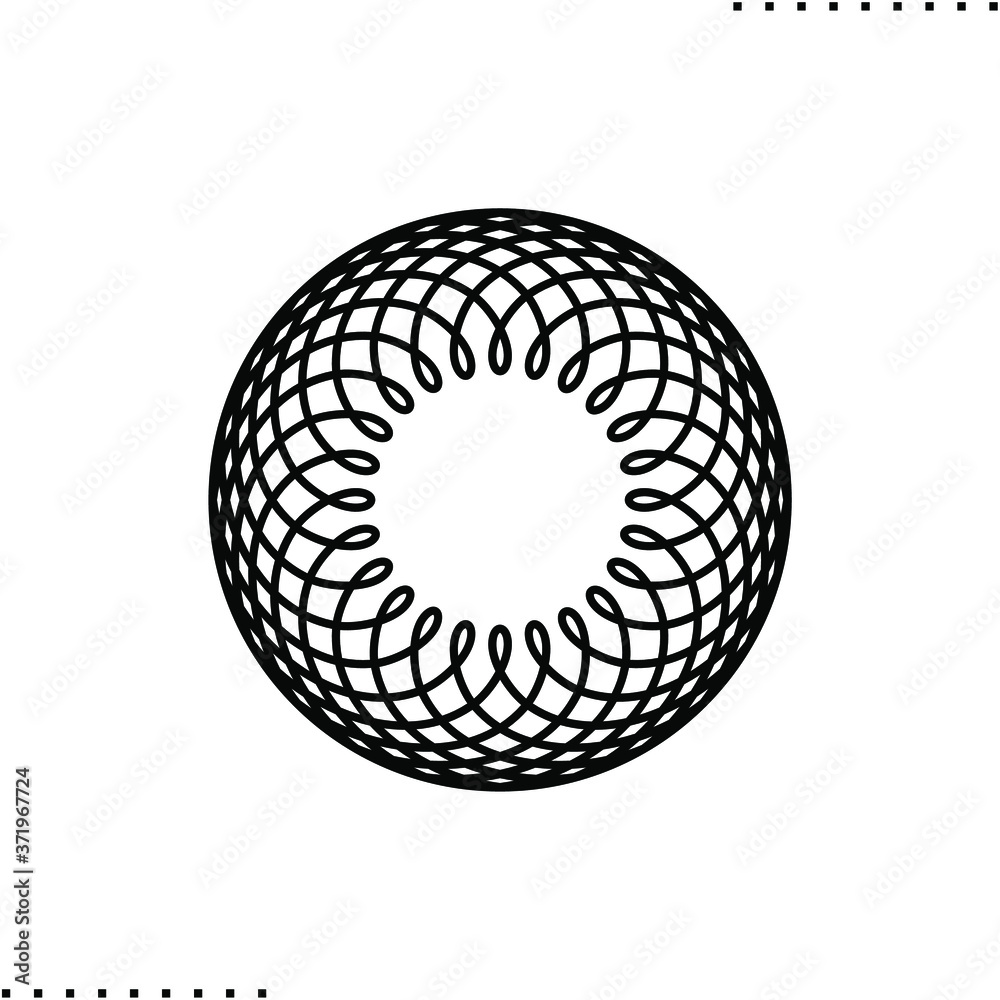 Mars orbit track, planet paths traced vector icon in outlines Mars orbit track, planet paths traced vector icon in outlines