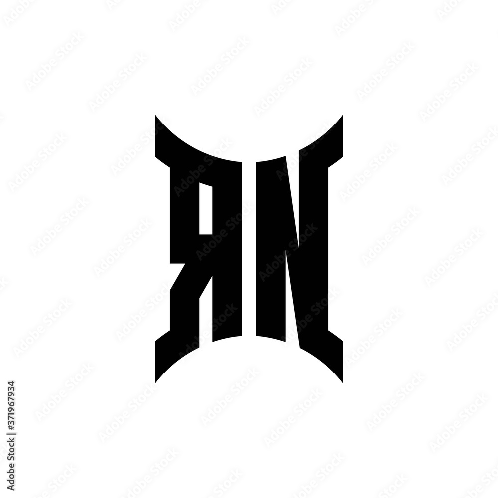 RN monogram logo with curved side