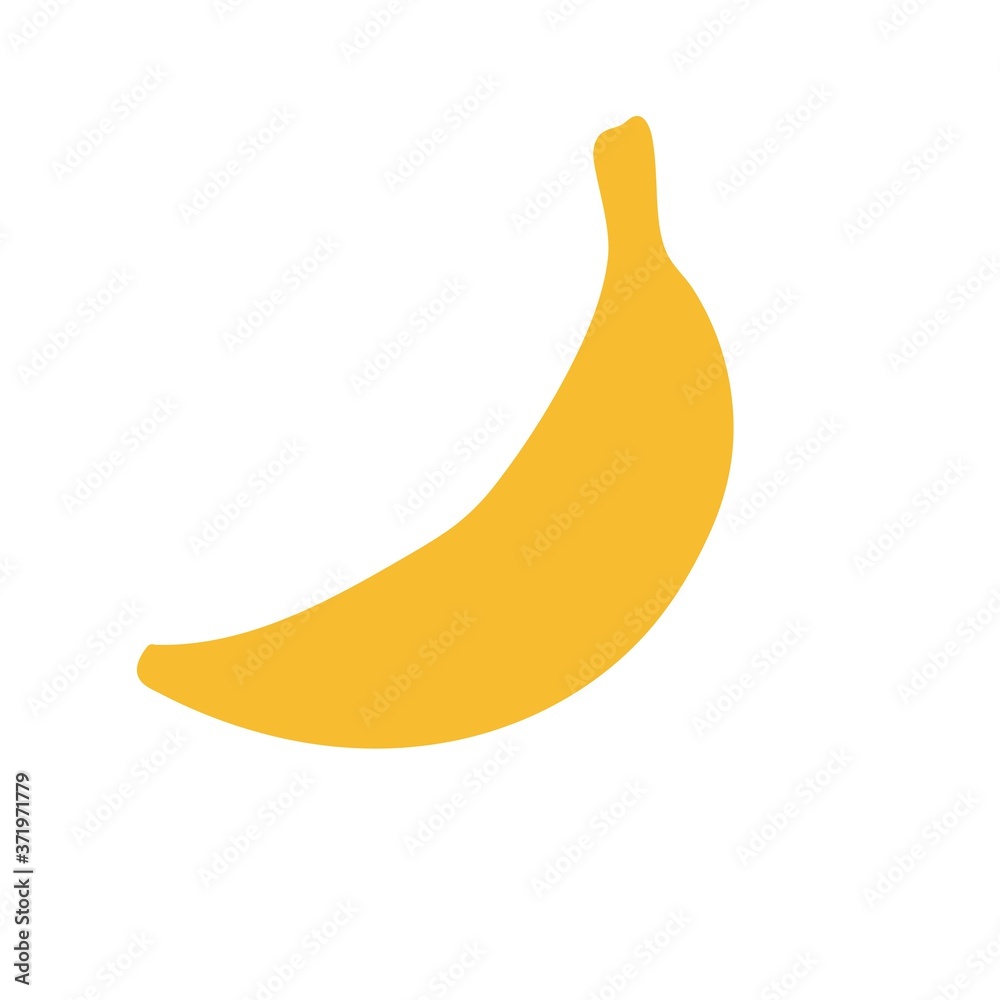 Hand drawn fruit. Colored banana. Simple and funny vector illustration for your design. Yellow fruit isolated on white background in trendy organic style. Hand drawn fruit. Colored banana. Simple and funny vector illustration for your design. Yellow fruit isolated on white background in trendy organic style.