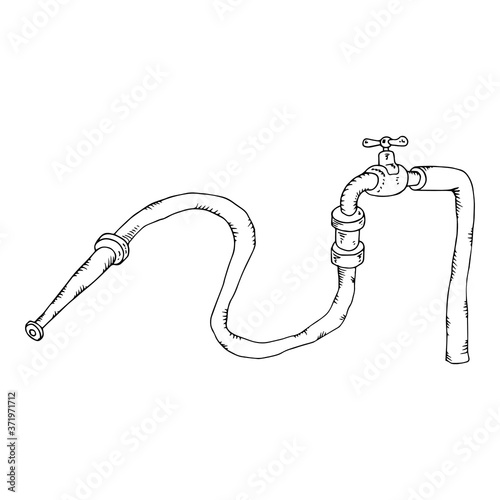 Garden hose. Water hose with water. Vector illustration of a water hose for the garden.